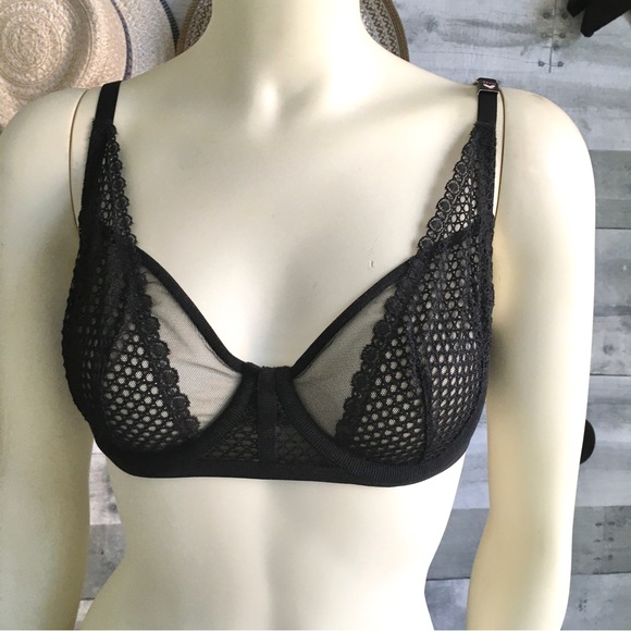 NWT-Black mesh net bra - 32DD aka 32E - Picture 6 of 9